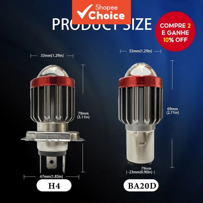 Novo 1 peça Farol de Motocicleta LED de Alta Luminosidade 12V-80V Luz Alta/Baixa H6/BA20D H4 1200LM Farol Bicolor