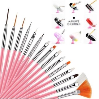 Kit Com 15 Pincéis Para Decoração De Unhas - Nail Art