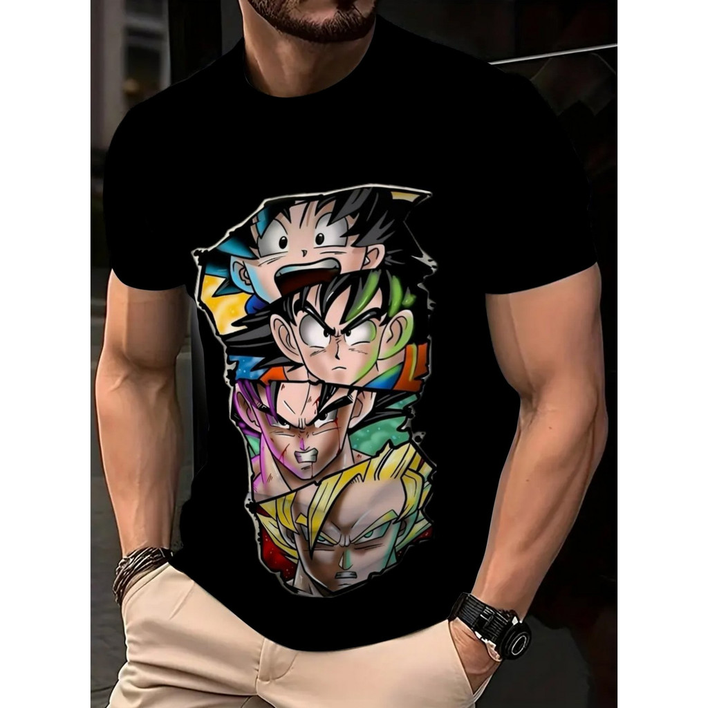 Camiseta Masculina Dragon Ball Z Goku Vegeta 3D Impressão Oversized Estampada Confortavel Autentica Estilosa Anime