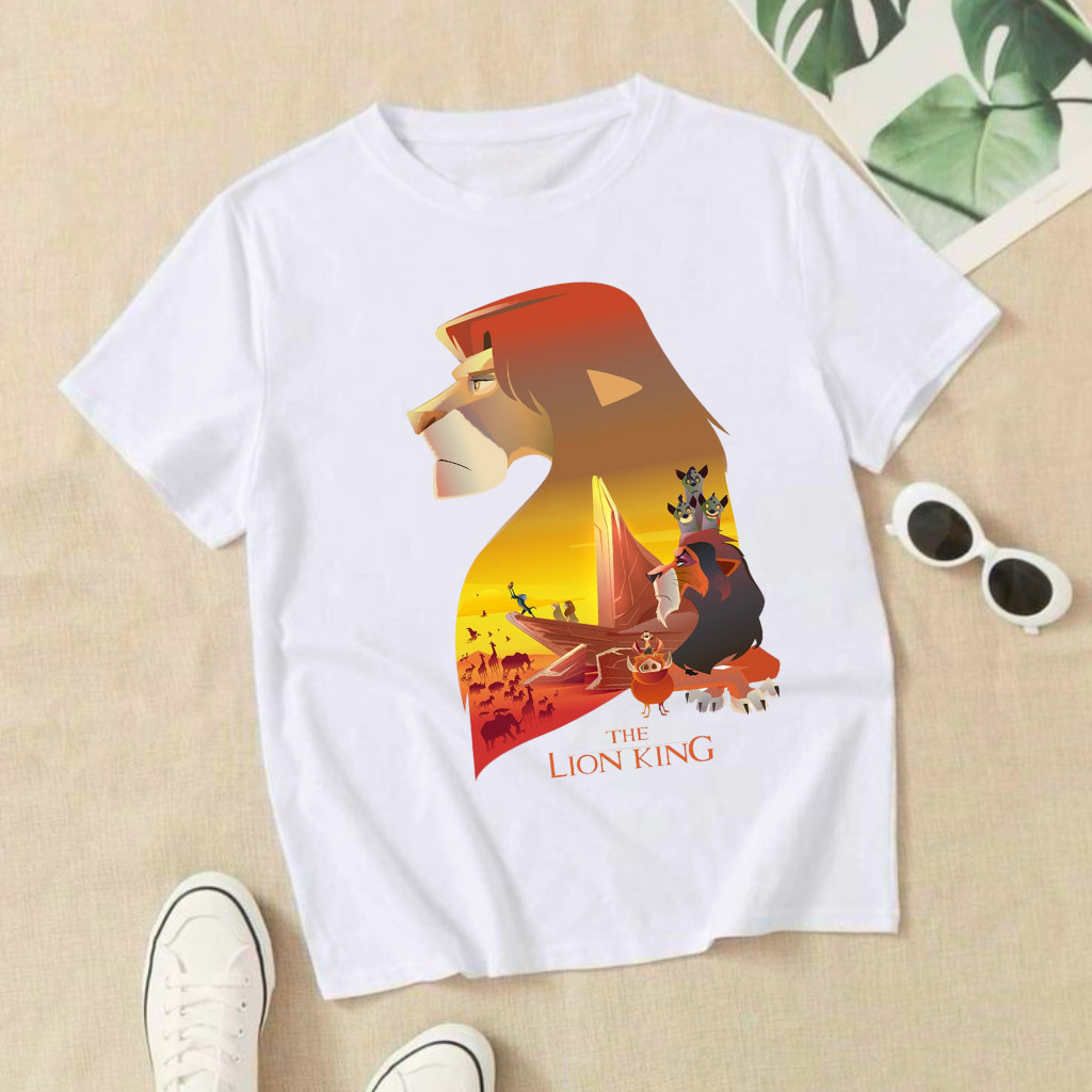 Camiseta Linda Camiseta camisa blusa t-shirt moda infantil juvenil rei leão mufasa scar desenho animado unissex Algodão 