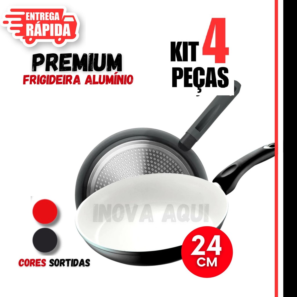 4/3/2/1 Unid Frigideira Antiaderente De Cerâmica 24cm C/ Cabo Silicone Variáveis Utilidade Premium Multius