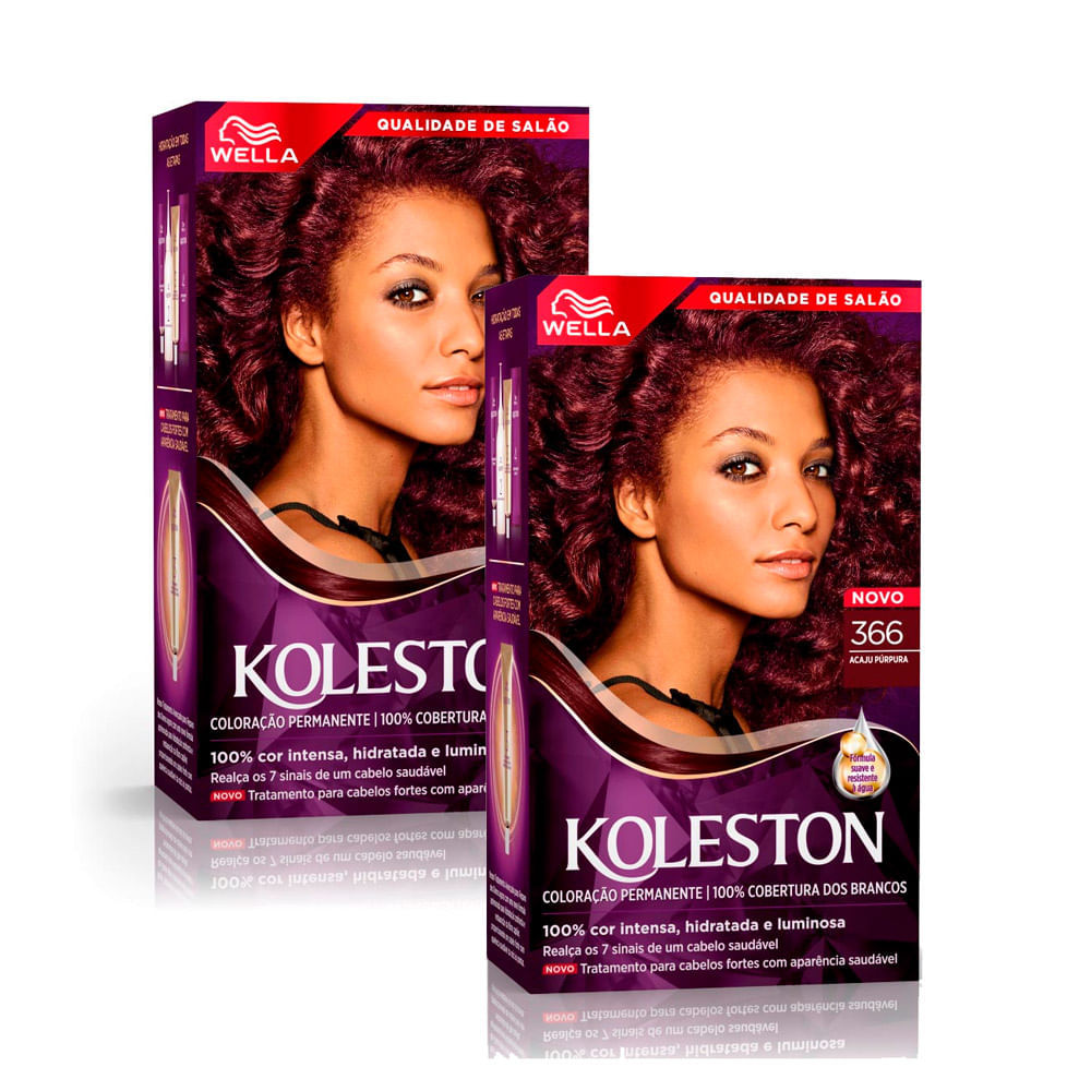 Kit 2 Tinta de Cabelo Koleston Acaju Púrpura 366