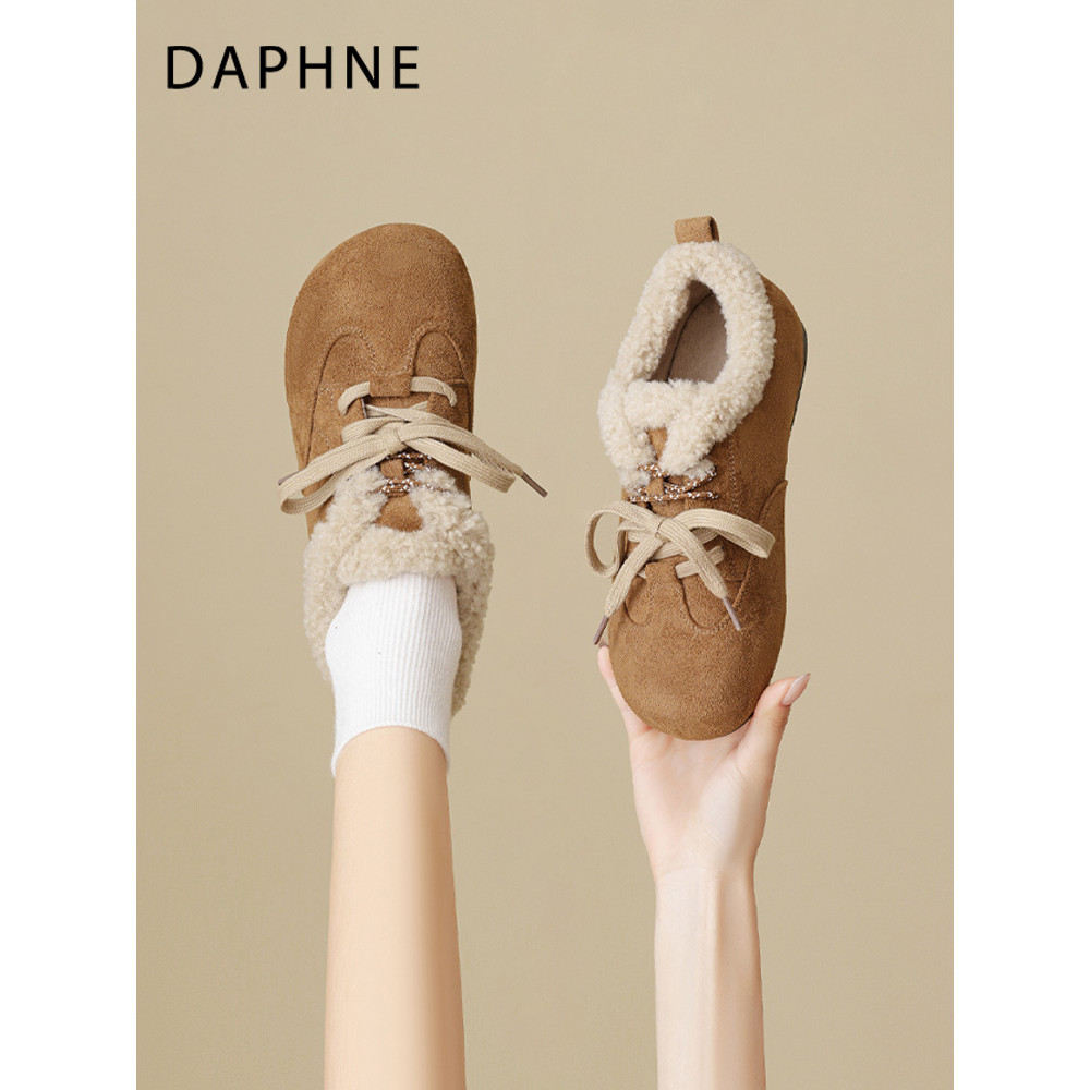 Daphne Retro forro sapatos de algodão sapatos de pele feminino 2026 novo estilo inverno sapatos femininos botas de neve
