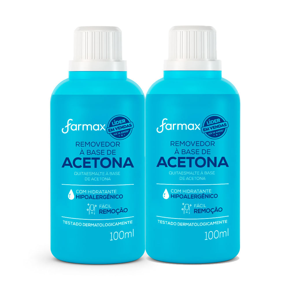 Kit 2 Removedor de Esmalte Farmax à Base de Acetona 100ml em Oferta na Shopee