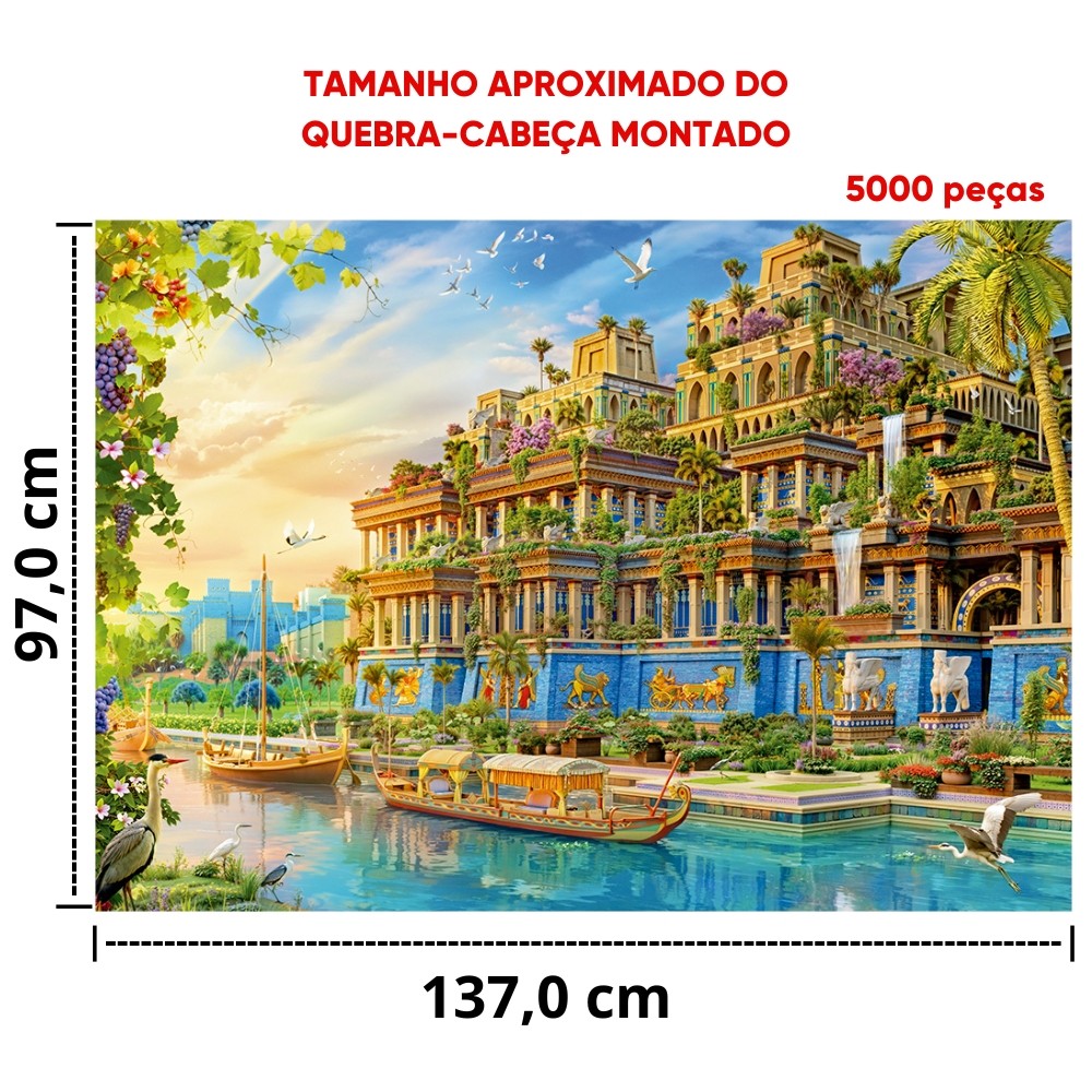 QUEBRA CABEÇA JARDINS SUSPENSOS DA BABILÔNIA 5000 PEÇAS GROW PUZZLE PONTO TURÍSTICO SETE MARAVILHAS · foto 2