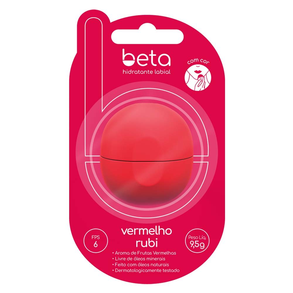 Hidratante Labial Beta FPS6 Cor Vermelho Rubi 9,5g
