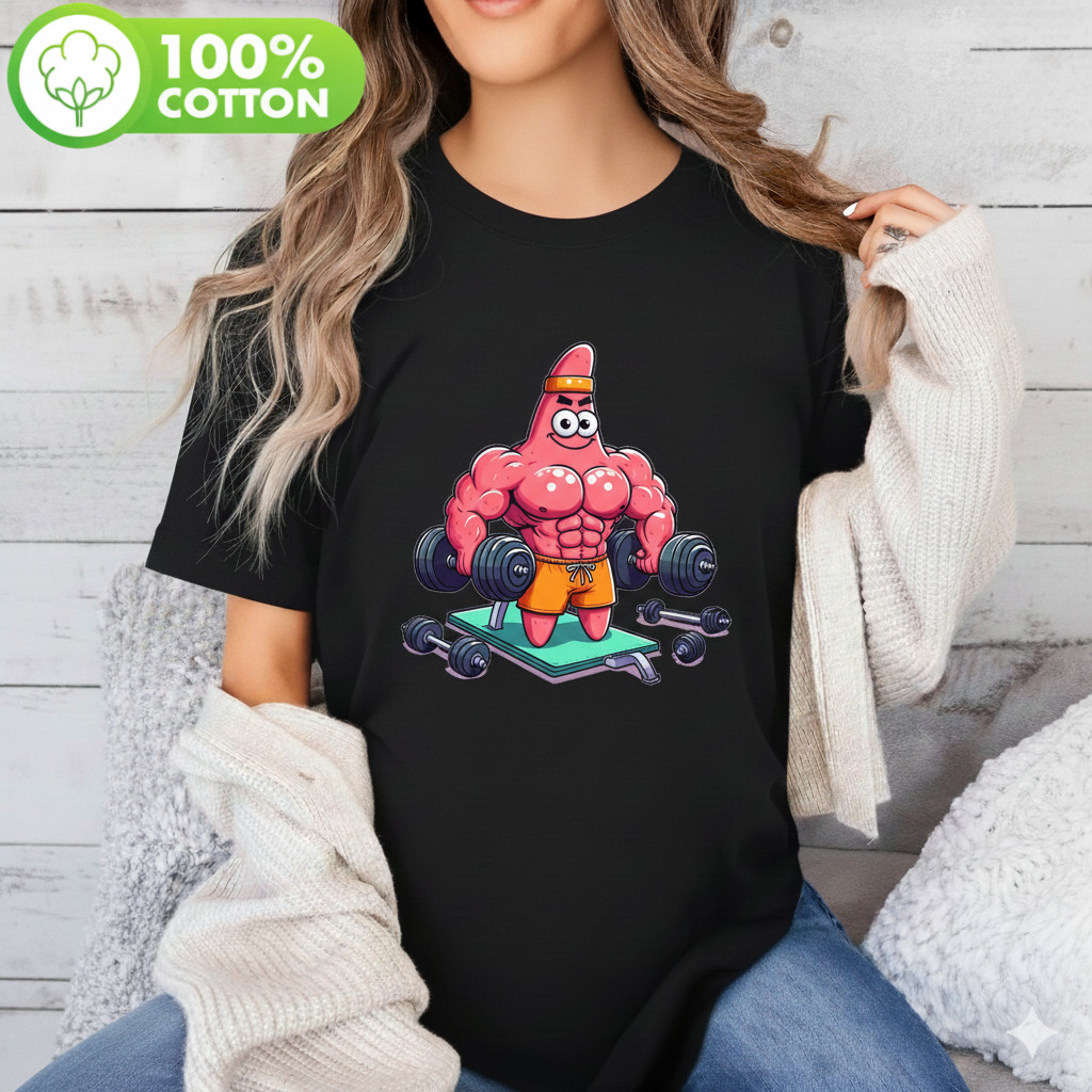 Camiseta Patrick Star Musculação Academia SpongeBob Engraçada Estampada Confortavel Divertida Fofa Casual