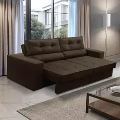 Sofá Retrátil e Reclinável 2 lugares 1,90m com Molas Mirela Suede Marrom Adonai Estofados