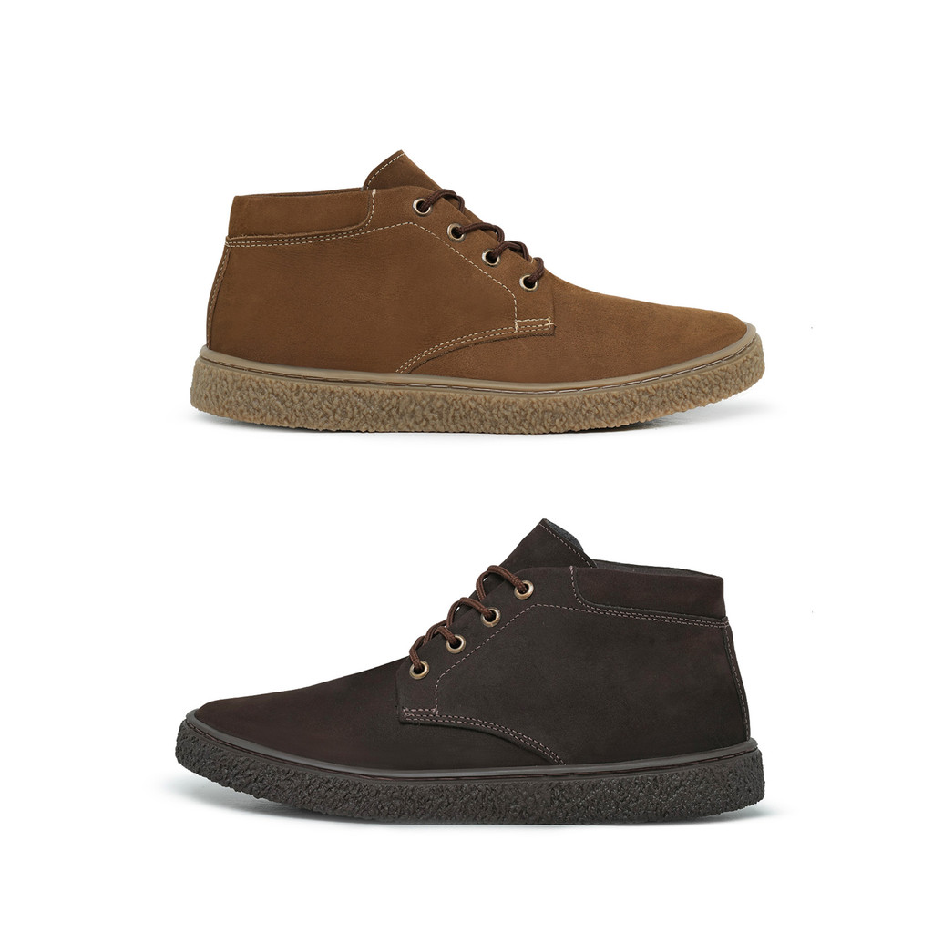 Kit 2 Bota Coturno Masculino Couro Nobuck Social Casual
