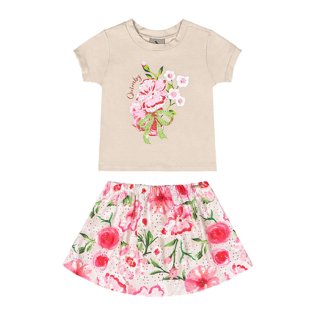 Conjunto Blusa Saia-Short Estampado Quimby