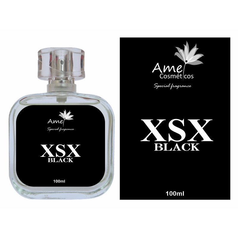 Perfume XSX Black Masculino Amei Cosméticos Alta Fixação 33% de Essência Importada EDP