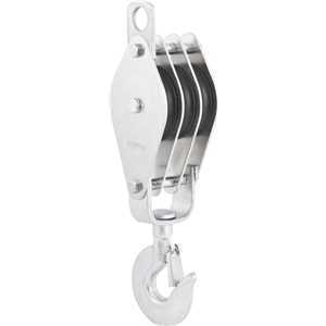 Moitão 3 Roldanas 80mm Vonder 1200kg Cadernal Zincado Gancho com Trava