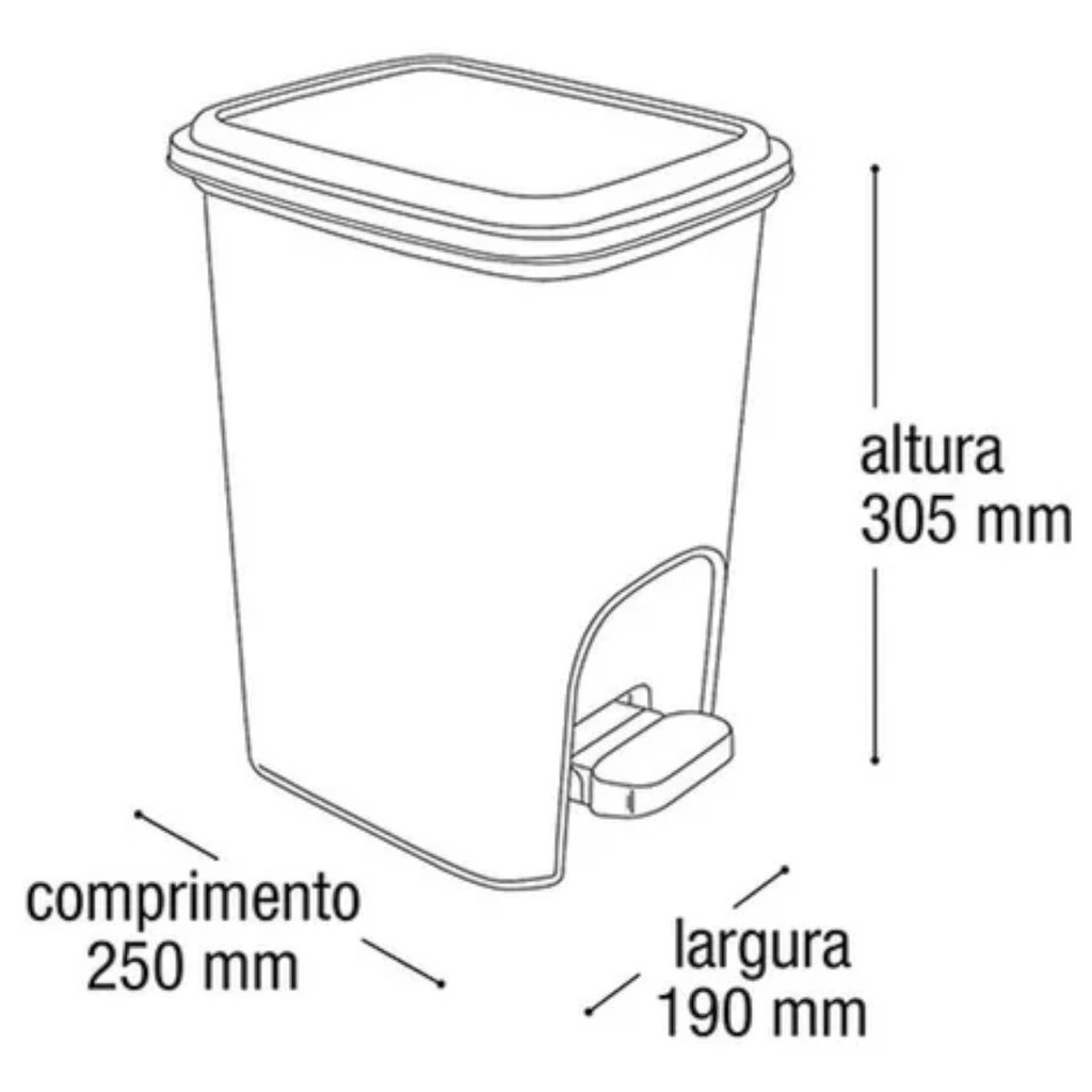 Kit Lixeira Rattan Preta 7 litros com Pedal + Escova Sanitária Reforçada Preto Silicone com Suporte Banheiro