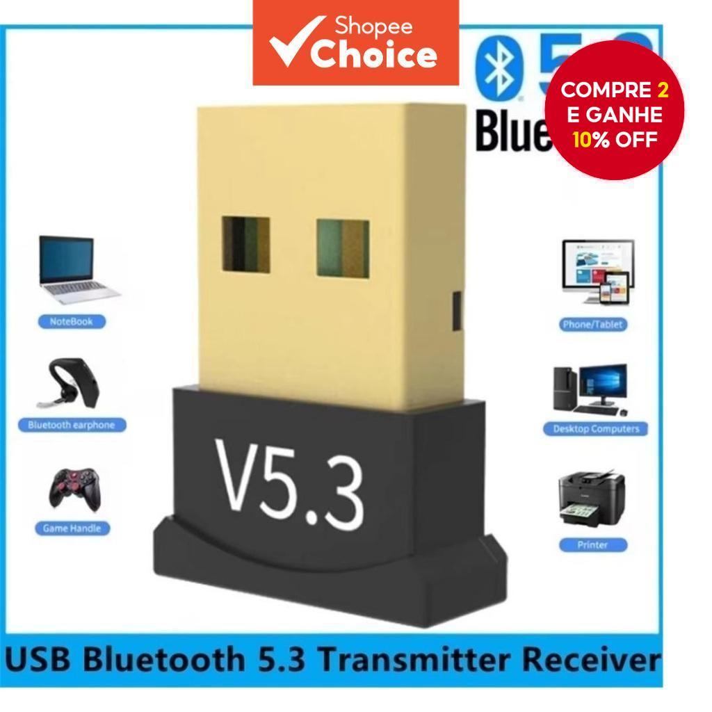 Novo Adaptador USB Bluetooth 5.3 Sem Fio para PC, Laptop, Receptor e Transmissor de Áudio para Caixa de Som