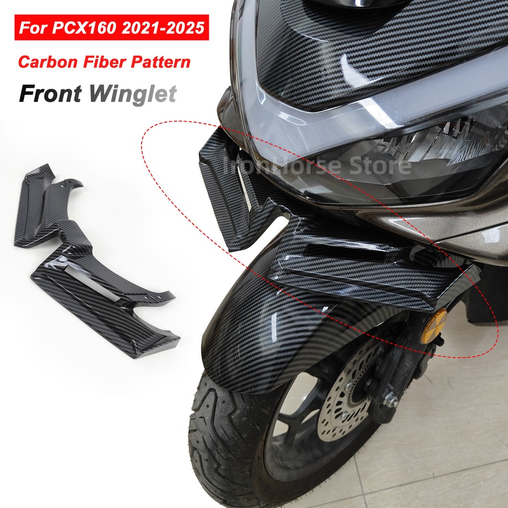 Novo Para Honda pcx160 2021-2025 Acessórios Da Motocicleta Textura De Fibra Carbono Bico Dianteiro Defletor Vento Kit Ca