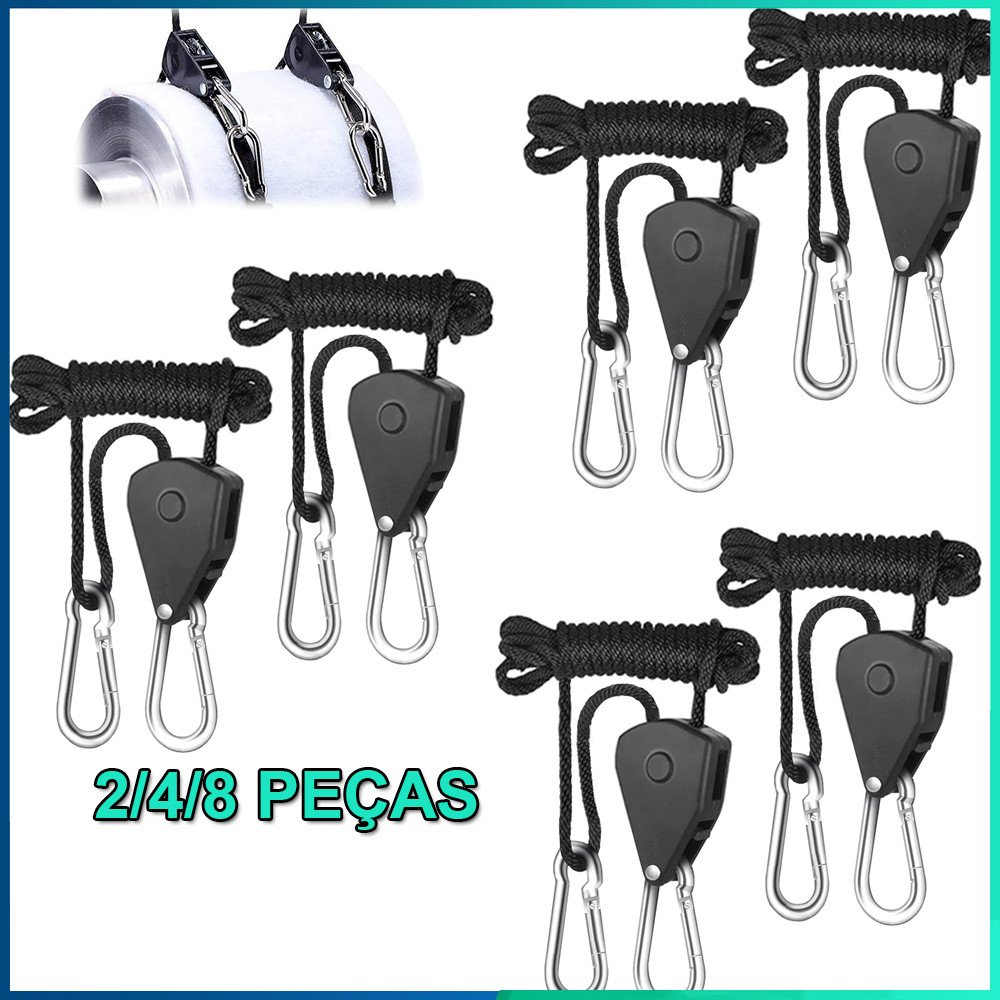 2/4/6/8 Peças Guy cordas com polia polia acampamento corda para amarração barraca cabo com ajustador para caiaque