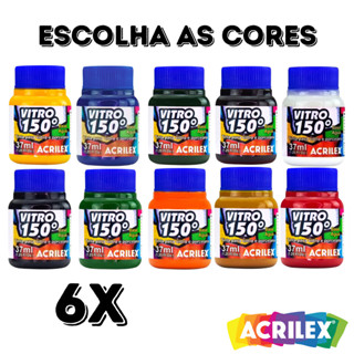 Kit 6 Tinta Vitro 150 37ml Escolha as Cores Acrilex em Oferta na Shopee