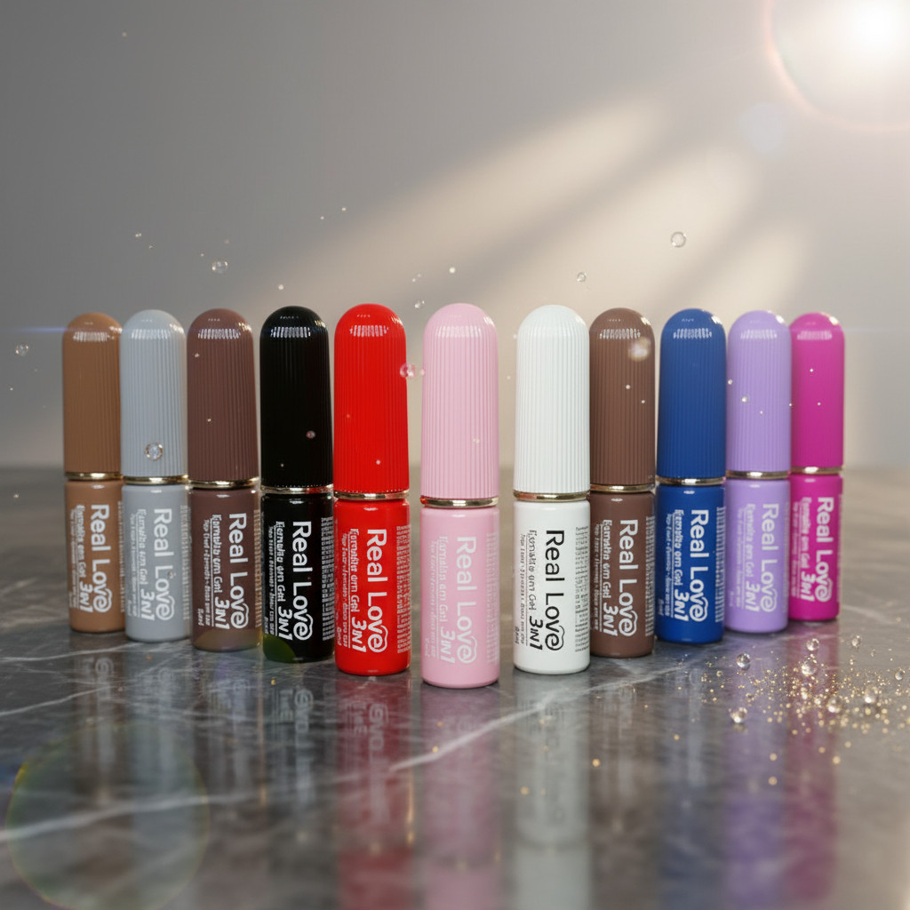 Esmalte em Gel 3 em 1 Real Love – Base + Cor + Top Coat 5ml em Oferta na Shopee