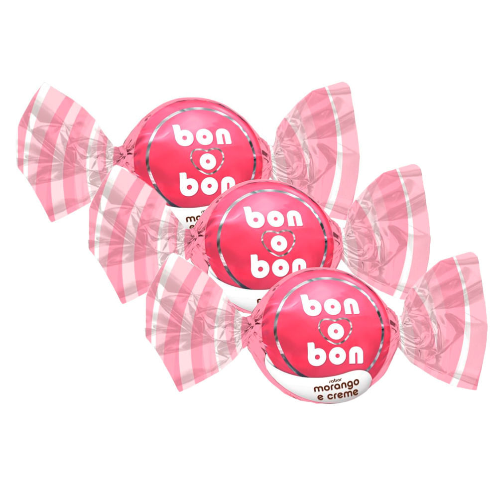 Kit 3 Bombom Bon o Bon Sabor Morango e Creme 15g em Oferta na Shopee