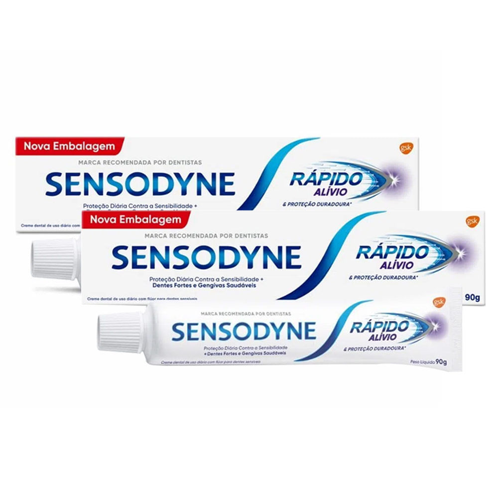Kit 2 Creme Dental Sensodyne Rápido Alívio para Dentes Sensíveis 90g