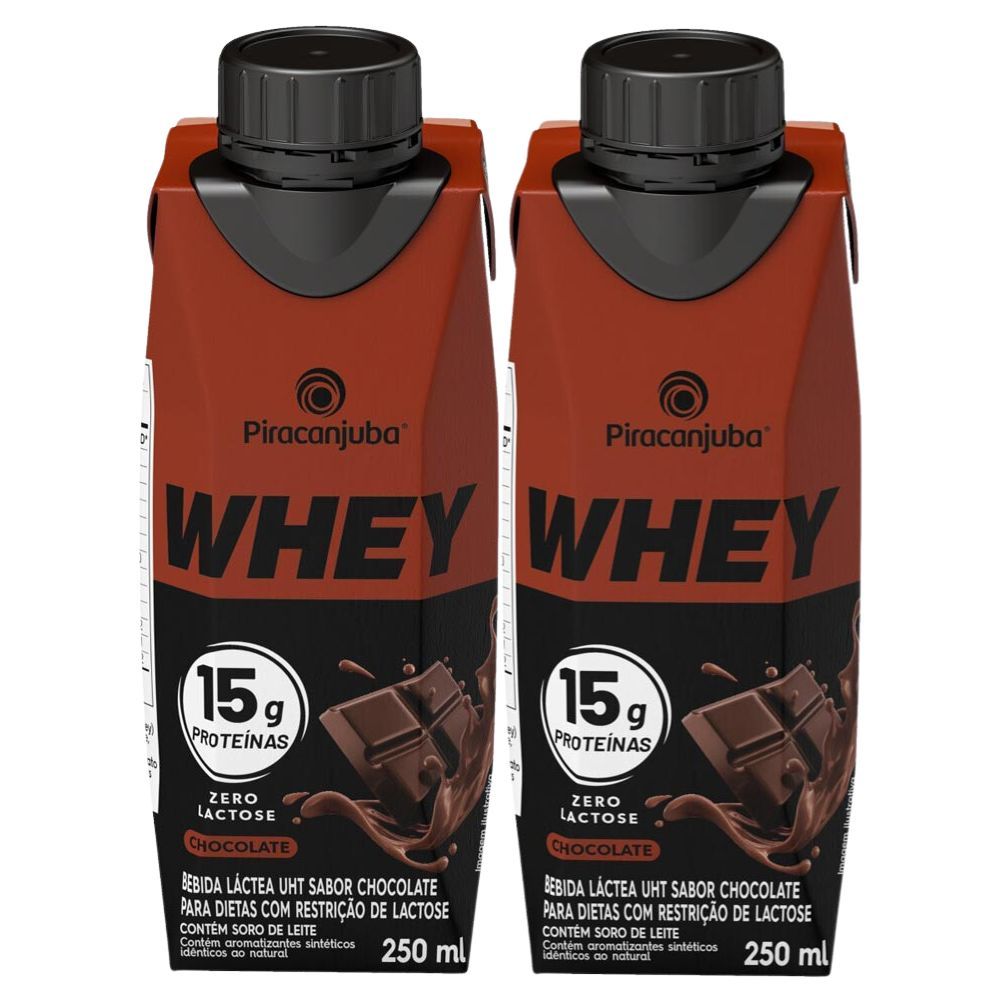Kit 2 Bebida Láctea Piracanjuba Whey Zero Lactose com 15g de Proteína Chocolate 250ml em Oferta na Shopee