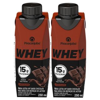 Kit 2 Bebida Láctea Piracanjuba Whey Zero Lactose com 15g de Proteína Chocolate 250ml em Oferta na Shopee