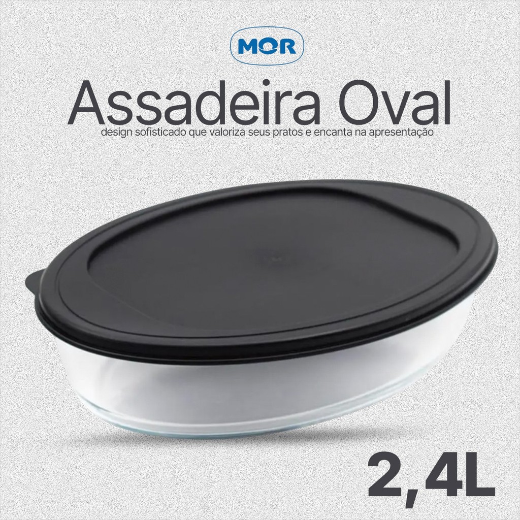 Assadeira Oval 2,4 Litros Mor Para Fornos Microondas e Ari Fyrer