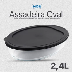 Assadeira Oval 2,4 Litros Mor Para Fornos Microondas e Ari Fyrer