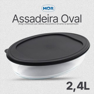 Assadeira Oval 2,4 Litros Mor Para Fornos Microondas e Ari Fyrer