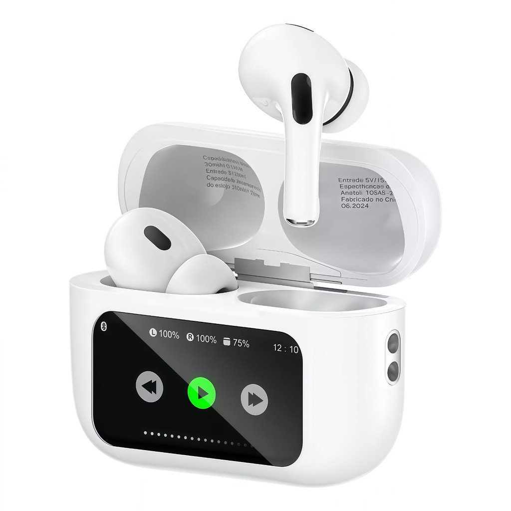 A9 Pro Touch Screen ANC TWS Wireless Earphones Noise Cancelling Bluetooth 5.3
