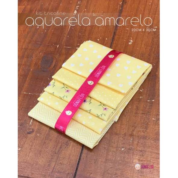 KIT 5TECIDOS AQUARELA  AMARELO 100% ALG - Medida 20x35cm em Oferta na Shopee