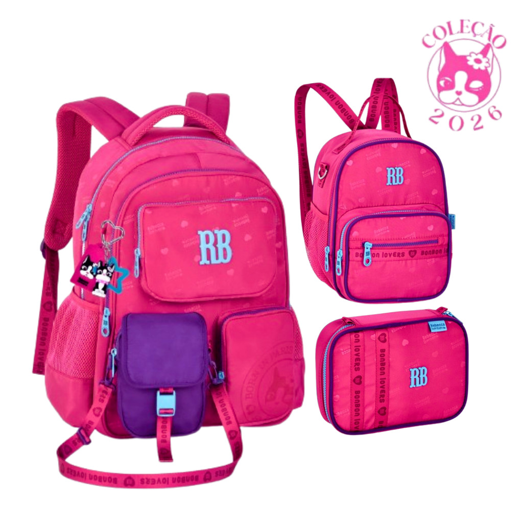 Kit Mochila de Costas com Lancheira e Estojo Rebecca Bonbon Urban Mix - Clio Style em Oferta na Shopee