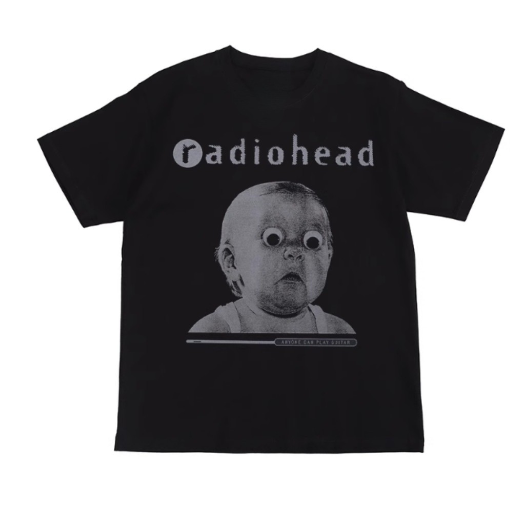 [Camiseta Premium em Algodão Puro]GXG Camiseta Estampada Da Banda De Rock Radiohead, Camiseta Preta Retrô De Hip-hop De
