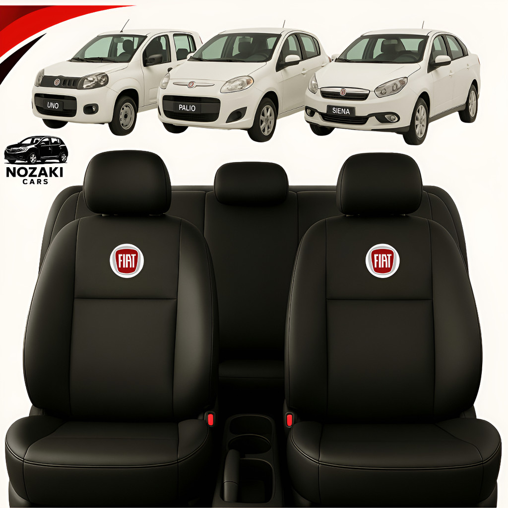Capa Banco Carro 100% Couro Fiat Uno Palio Siena Argo Cronos Pulse Impermeável Automotivo + Brinde