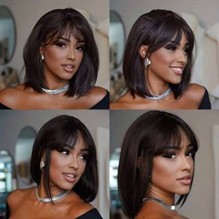 Peruca Bob Curta Com Franja 30cm 180g Fibra Orgânica Premium Top Hair MAYA MILA em Oferta na Shopee