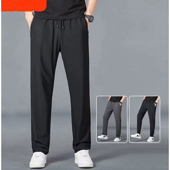 Calça Jogger Preta Masculina Dry Fit Com Fitas Esportivas