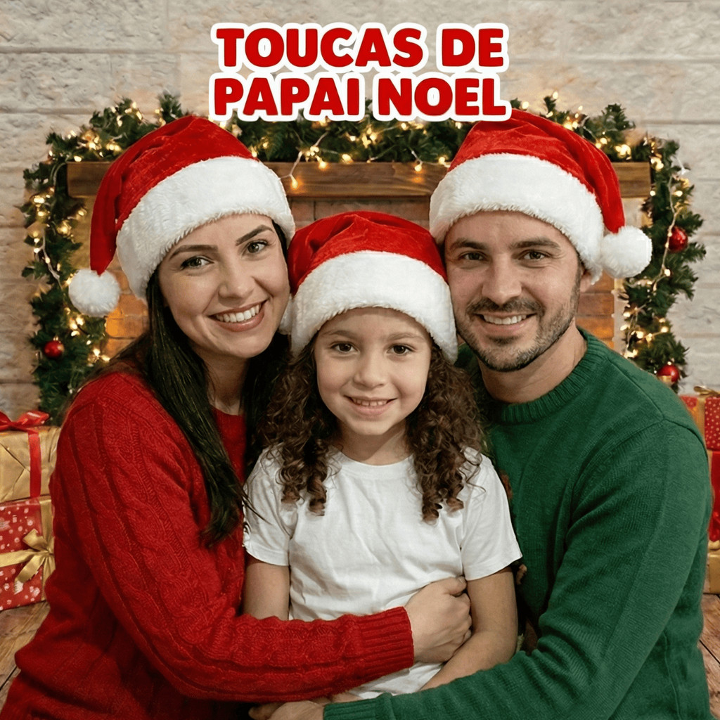 Touca Papai Noel Veludo Gorro Natalino Vermelho Pelúcia Macia Natal Festa Adulto Infantil