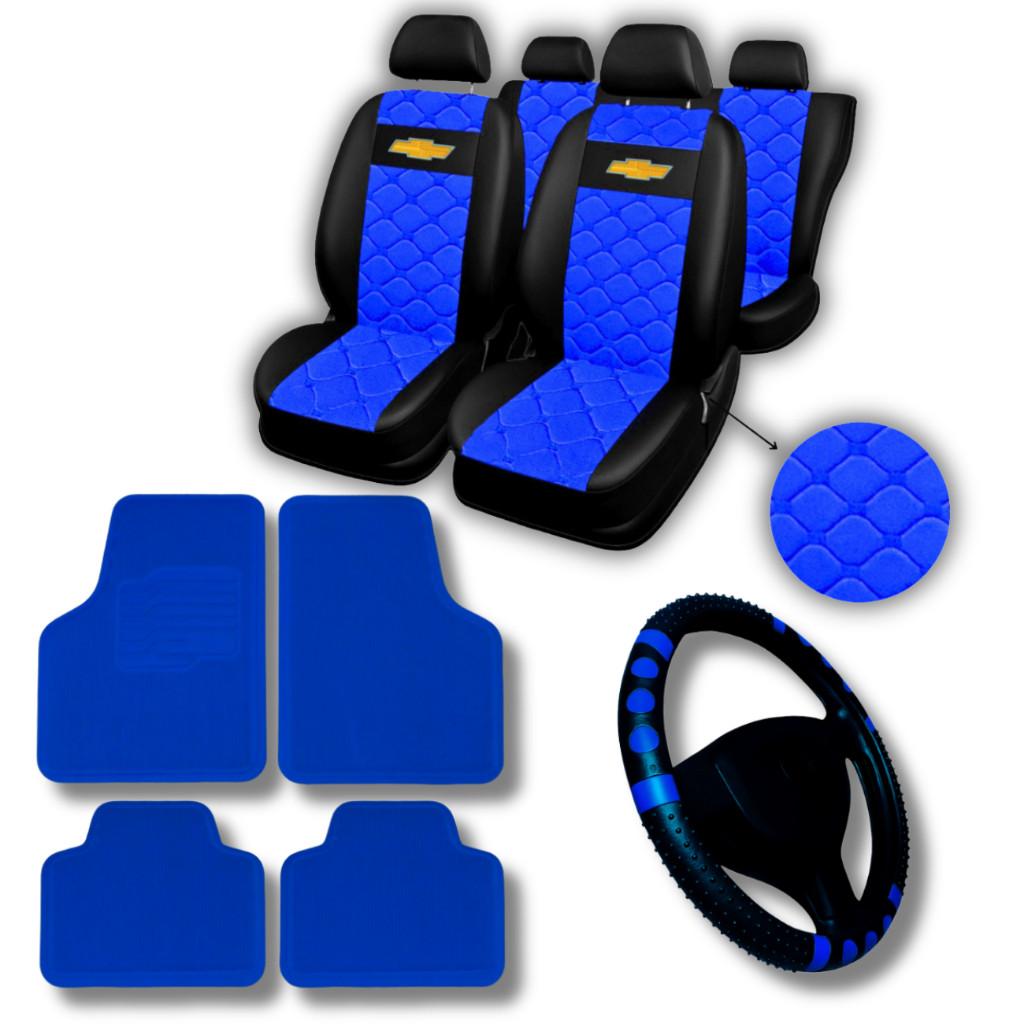 KIT Capa Banco Automotivo Couro Celta Corsa Prisma Onix + tapete de carro + capa de volante