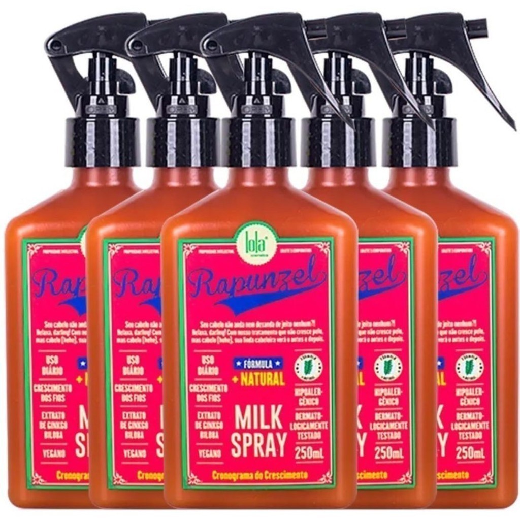 Kit Com 5 Leave-In Lola Cosmetics Rapunzel Milk Spray 250ml