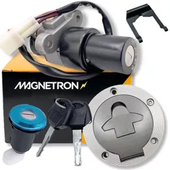Conjunto de Travas P/ Yamaha Fz25 250 Abs (Miolo Ignição / Tampa do Tanque / Tampa do Banco / Trava Lateral) Magnetron