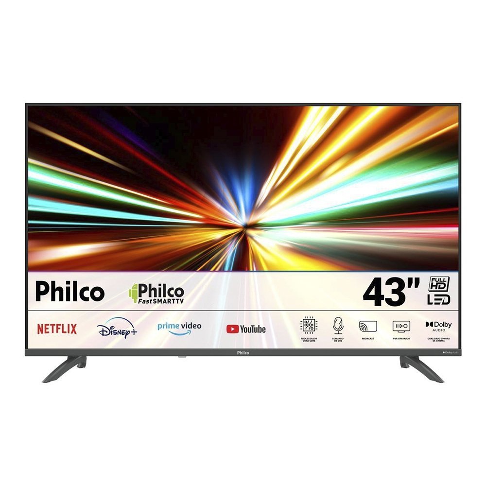 Smart TV 43" Philco P43EAB - LED FHD com Wi-Fi, HDR10, 2 HDMI, 2 Entradas USB, 60Hz em Oferta na Shopee