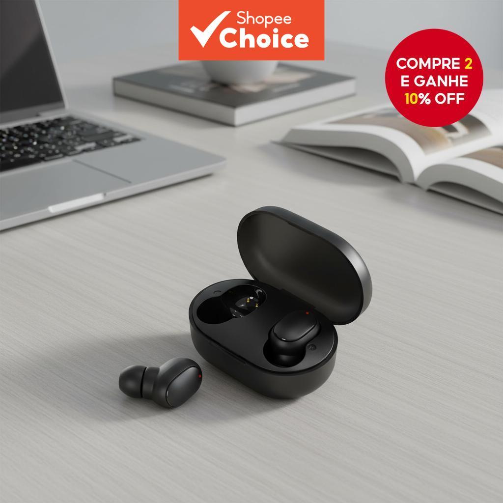 Mini Earbuds A6S 2 Unidades, Fones de Ouvido Bluetooth 5.0 Sem Fio Originais, Controle por Toque, com Microfone, Som