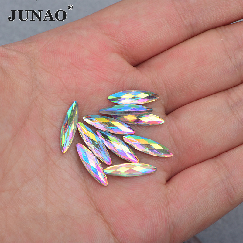 100 Peças 4x15mm Cristal AB Prego Strass Olho De Cavalo Parte Traseira Lisa Resina Gemas Cola Em St