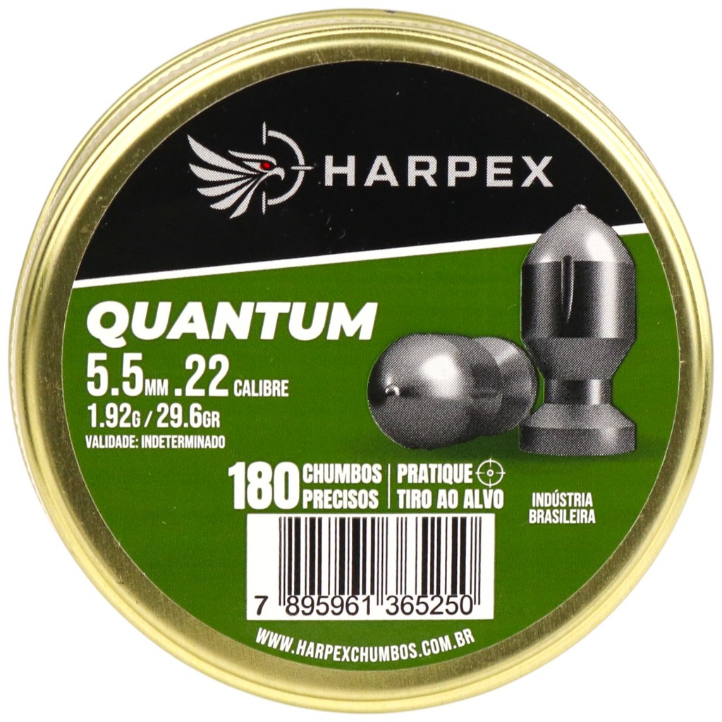 Chumbinho Harpex Quantum Alto Impacto e Perfuração 5.5mm (.22) - 180un em Oferta na Shopee
