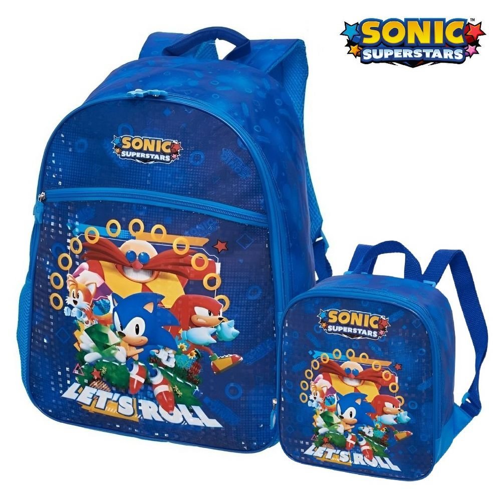 Kit Mochila De Costas Infantil Sonic Superstar +Lancheira