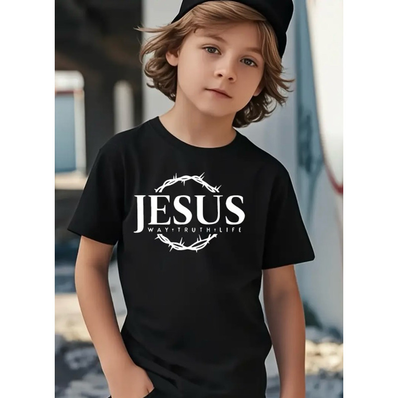 Camiseta Infantil Juvenil Jesus 100% Algodão Camisa Cristã Gospel Religiosa Para Igreja Crianças