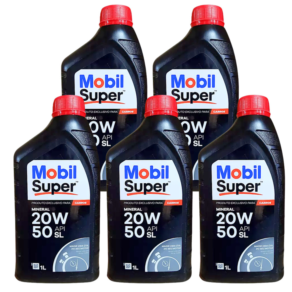 Kit 5 Óleo Motor Mobil Super 20w50 Mineral Original Carro em Oferta na Shopee