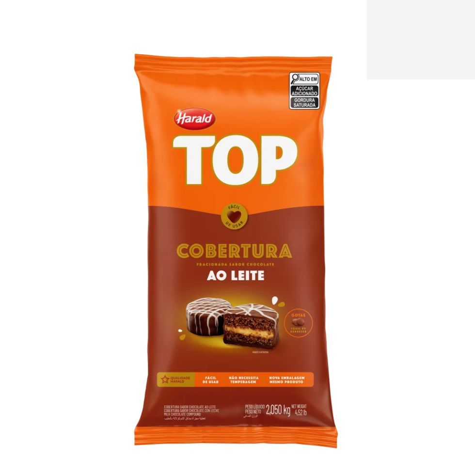 Cobertura TOP sabor Chocolate Ao Leite Gotas 2,05kg Harald em Oferta na Shopee