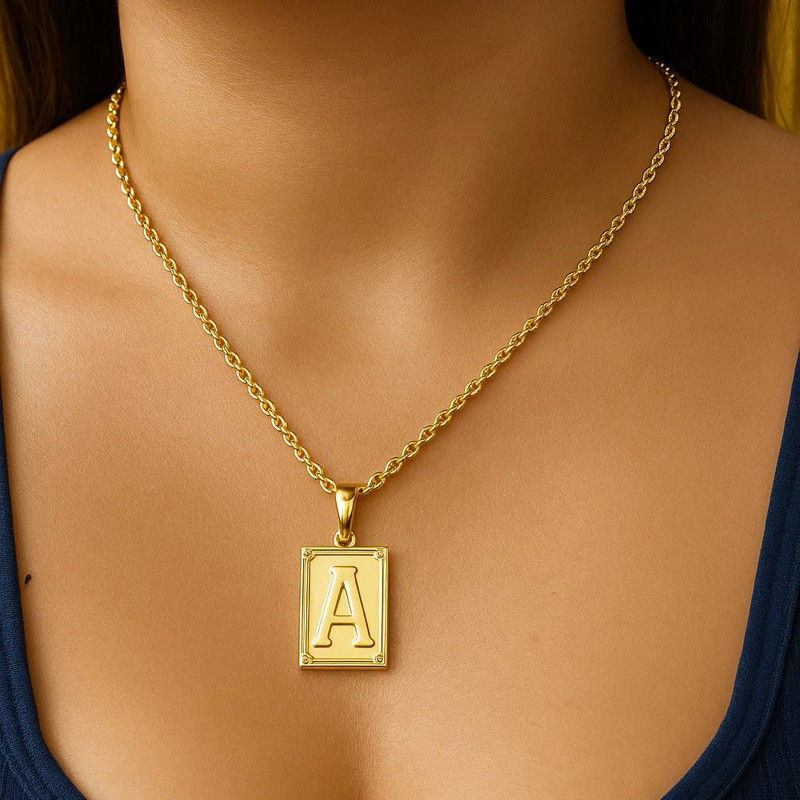 Corrente Cordão feminino CADEADO 4MM MAIS PINGENTE ESCOLHA SUA LETRA 100% em Moeda Antiga idêntico a ouro 18k em Oferta na Shopee