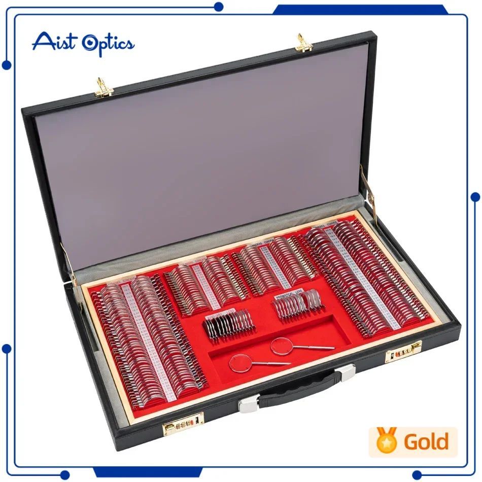 Conjunto De Lentes Oftálmicas De Grau A JS-266 Peças Com Estojo De Couro , Equipamento De Optometria De Alta Qualidade ,